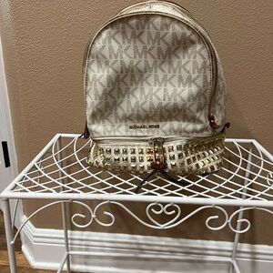Michael Kors Cream and Gold Backpack